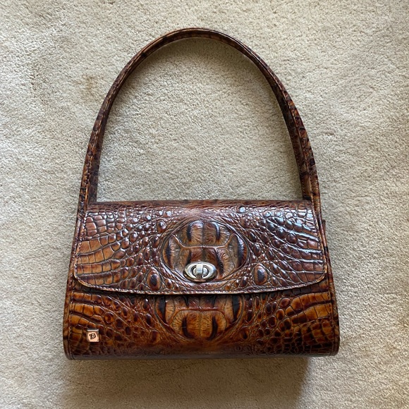 BESSO Brown Alligator Embossed Leather Handbag - Picture 4 of 11